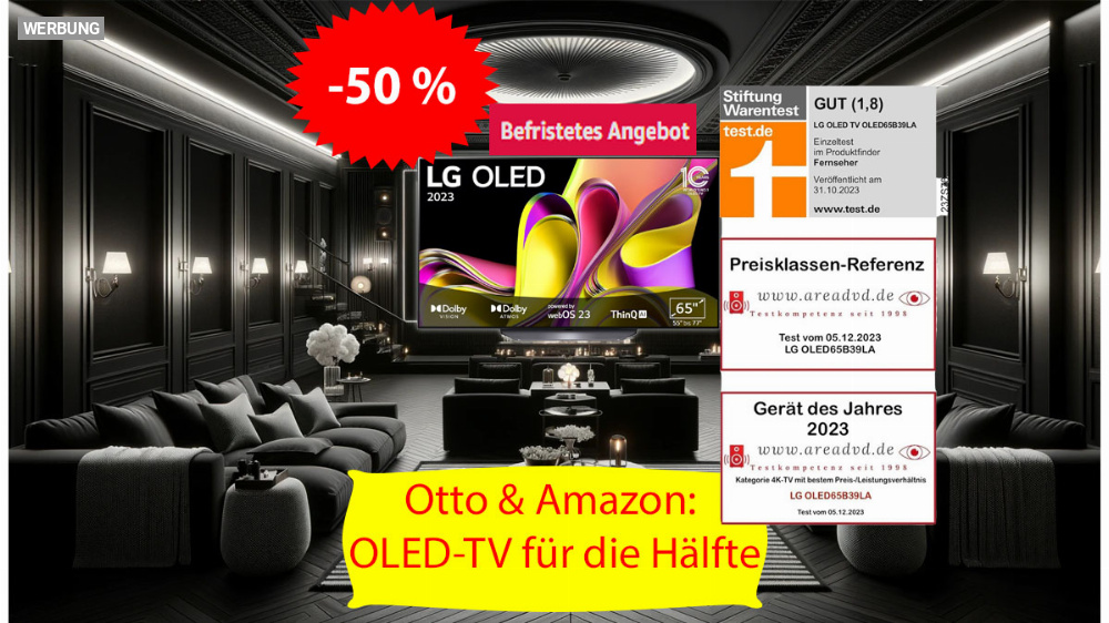 Otto fordert Amazon heraus: Nur noch kurze Zeit 1.400 Euro auf OLED-TV von LG sparen (Update)