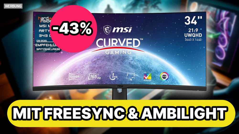 Nirgends günstiger: Wer braucht schon 4k? Curved Gaming Monitor mit 34 Zoll, 165 Hz und UWQHD von MSI jetzt 300 € günstiger!