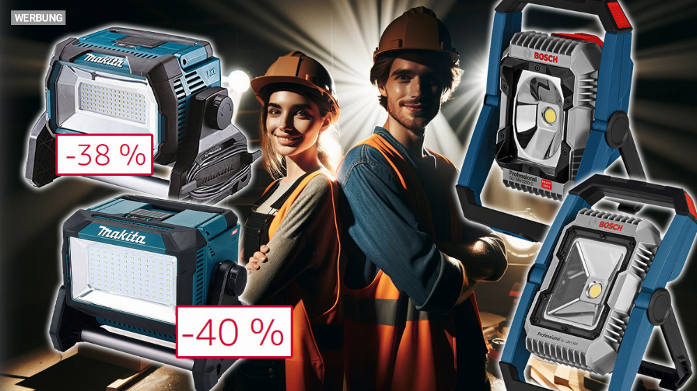 Blendende Aussichten mit 2.200 Lumen: Bestseller Bosch Professional 18 Volt Baustellenlampe stark rabattiert im Amazon-Angebot (Update)