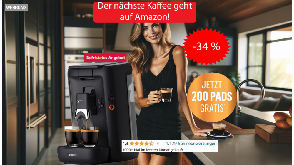 Mit Amazon "gratis" Kaffee trinken: Beliebte Philips Senseo zum Tiefstpreis