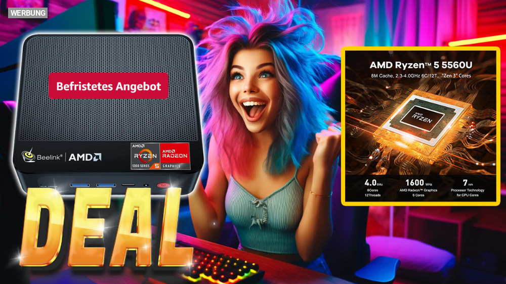 1.200 Euro günstiger als der Apple Mac Mini: Nur für kurze Zeit 289 Euro für Mini-PC mit AMD Ryzen 5, 16 GB DDR4 RAM, 500 GB NVMe SSD und 4K-Unterstützung