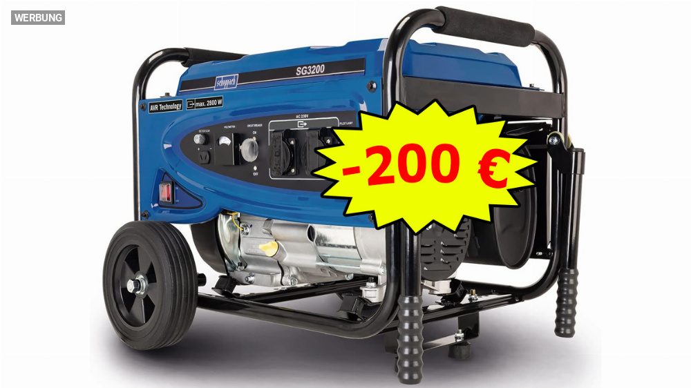 200 Euro Rabatt auf Benzin-Stromerzeuger: Scheppach SG3200 bei Amazon im Angebot