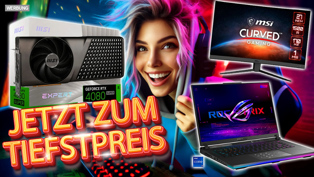 Tiefstpreise und PCGH Cyber Week 2024: Monitore ab 89 Euro, MSI GeForce RTX 4080 Super 16G Expert so günstig wie nie bei Alternate