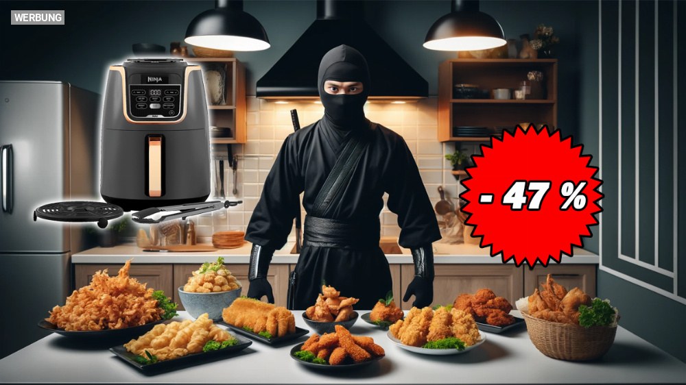 Starker Rabatt bei Amazon: Beliebte Heißluftfritteuse von Ninja kostet dank 47 % Rabatt keine 100 € mehr