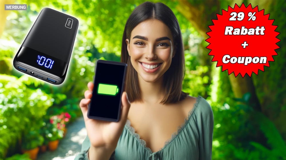Falls unterwegs der Strom ausgeht: Powerbank mit 20.000 mAh und drei USB-Anschlüssen bei Amazon mit Rabatt und Coupon im Angebot