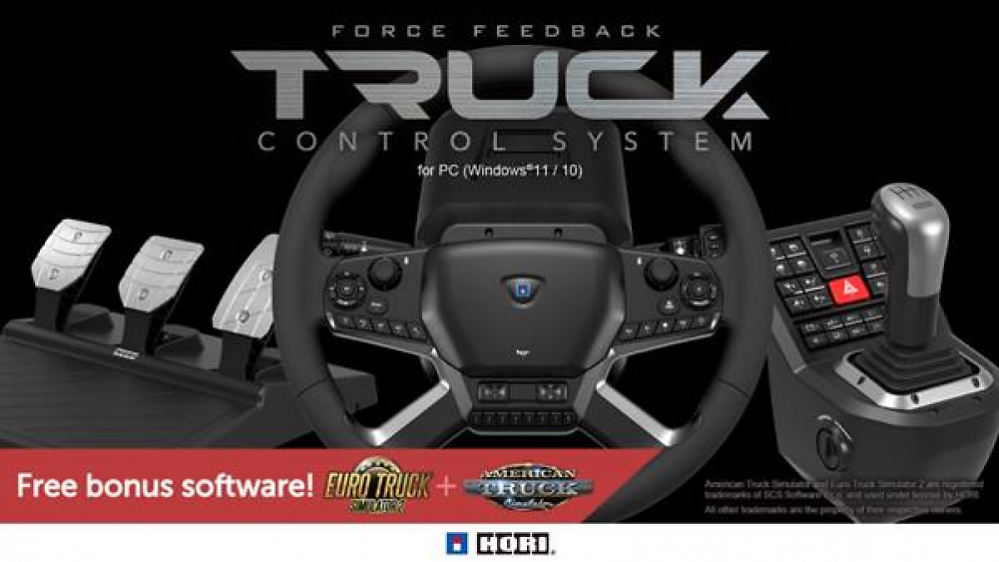 Hori: Truck Control System mit Force Feedback und 40-cm-Lenkrad kostet 600 Euro