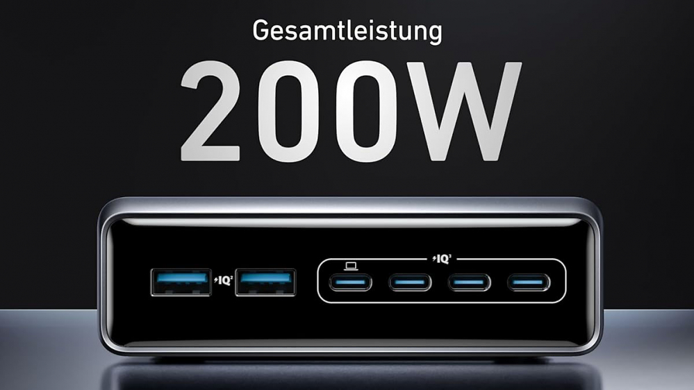 Kraftpaket: Neue Desktop-Ladestation von Anker liefert 200 Watt für 6 Geräte über USB