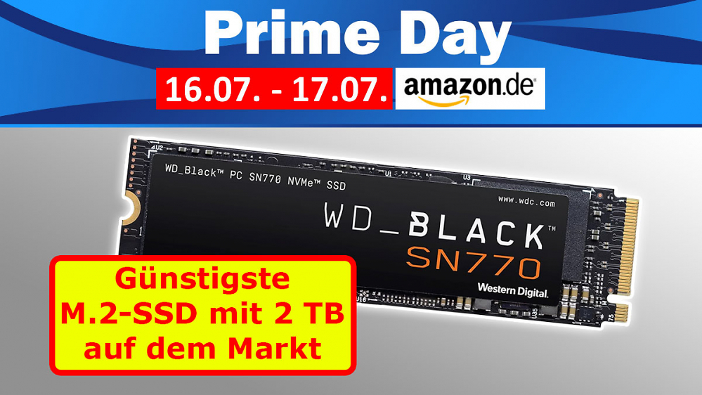 Prime Day: WD Black SN770 günstiger als jede andere NVME-SSD mit 2 TB auf dem Markt
