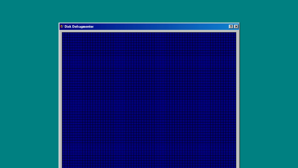 Windows 98: Festplatten-Defragmentierung als "Retro-Spiel"