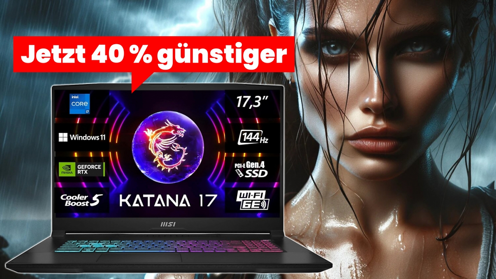 Deal: Gaming-Laptop mit 800 € Rabatt: MSI Katana 17 mit RTX 4060, Intel Core i7-13620H, 2x8GB RAM, 1 TB SSD