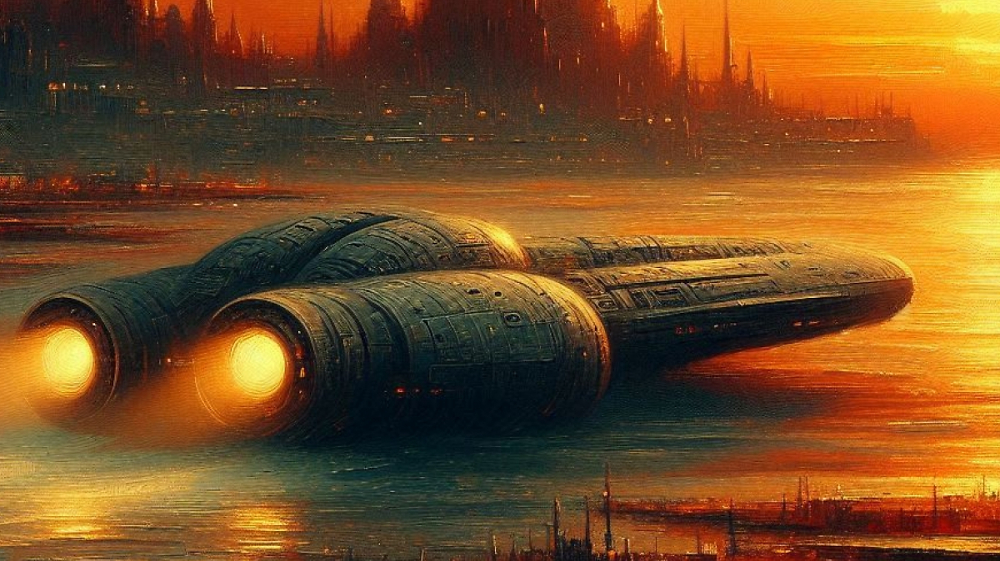 "Raumschiff im Stil von alten Meistern bei Sonnenuntergang" - KI-Bilder der PCGH-Community