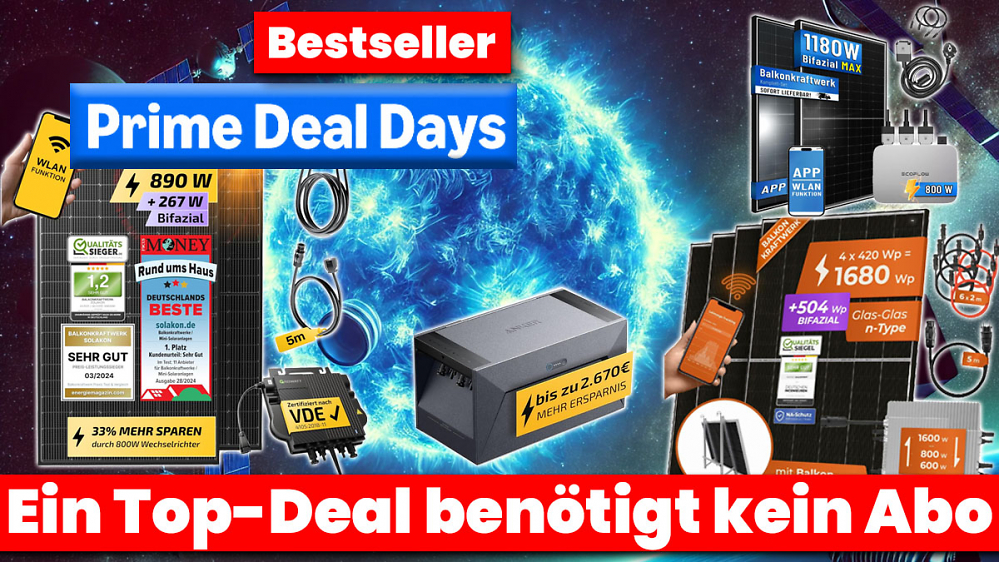 Nie billiger als bei den Prime Deal Days: Amazons bestverkauftes Balkonkraftwerk