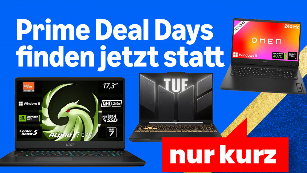 Prime-Deals: Rabatte bis 900€ für Gaming-Laptops mit RTX 4080, 4070 & Co. von Asus, MSI, HP uvm.