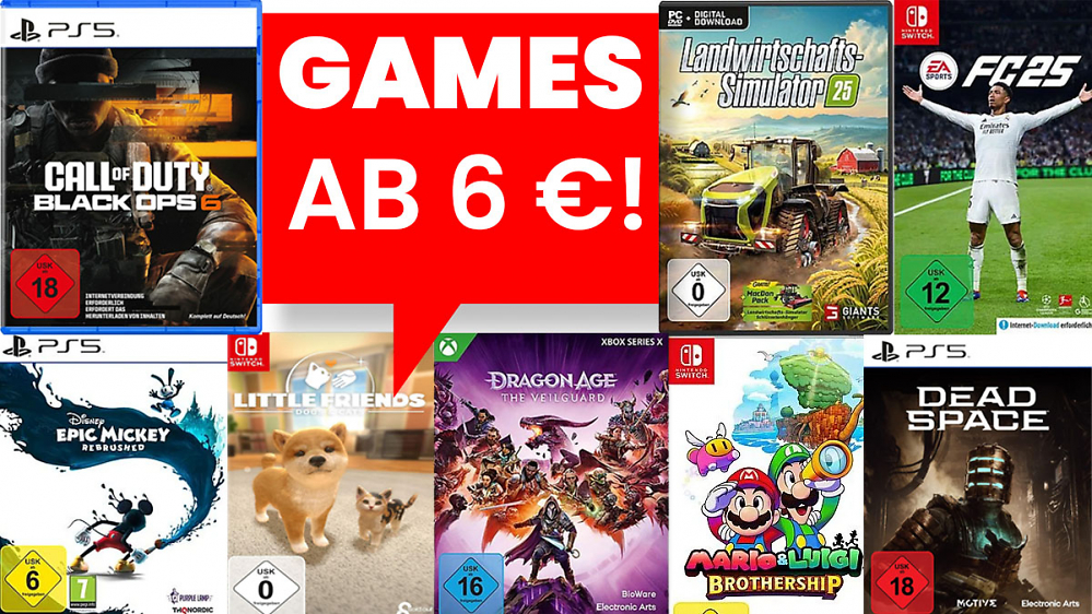 Top-Spiele günstiger bei MediaMarkt Black Week - und Amazon-Konter: Games ab 6€ für PS5, Switch, Xbox & PC (Update)