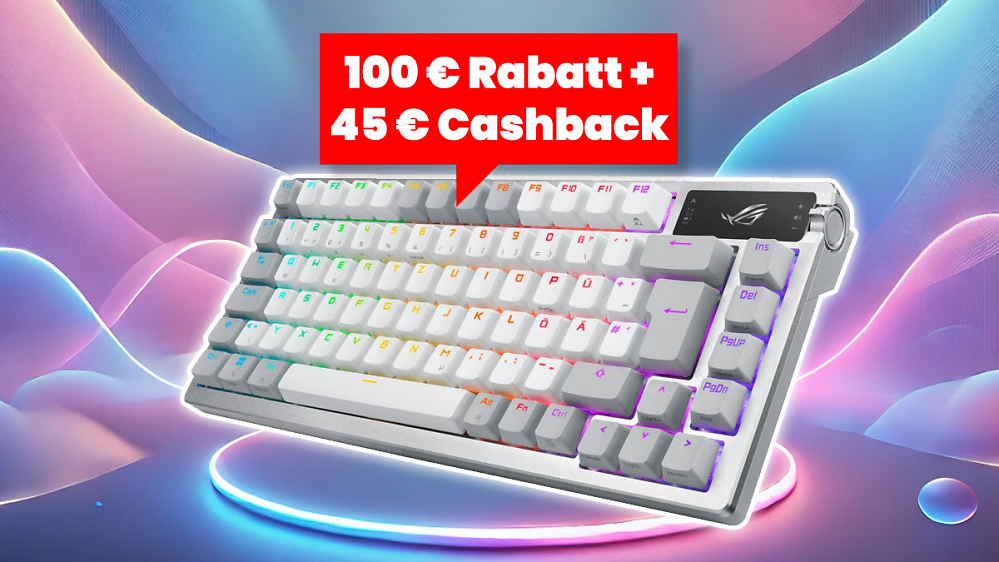 Deal: 100 Euro Rabatt plus 45 Euro Cashback bei Gaming-Tastatur Asus ROG Azoth
