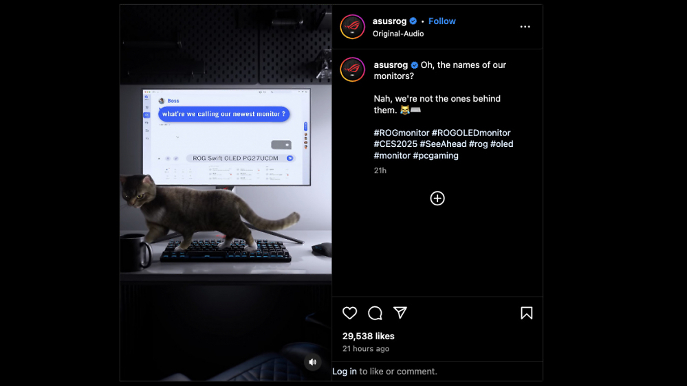 Erster 27-Zoll 4K OLED Monitor: Asus teasert PG27UCDM in sozialen Medien an