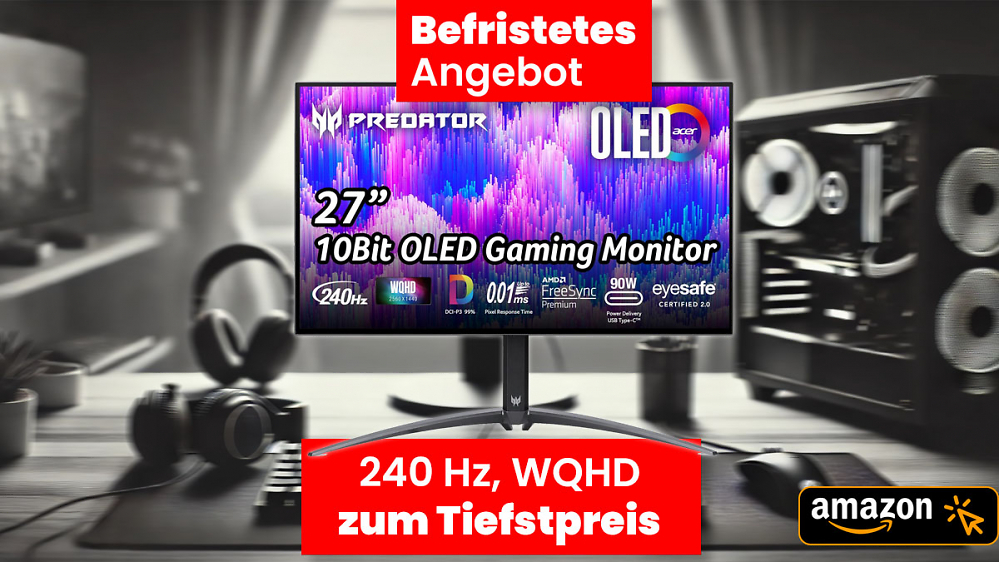 Deal: OLED-Traum bezahlbar! Amazon haut 240-Hz-Gaming-Monitor zum Tiefstpreis raus