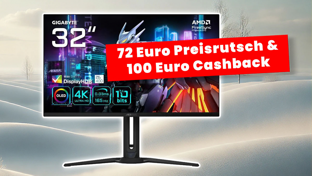 Effektiv günstiger OLED-Monitor mit 4K UHD: Preisrutsch & Cashback-Aktion bei Aorus FO32U