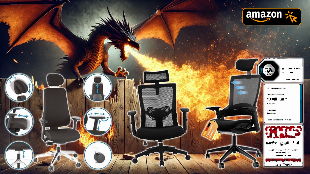 Netto brettert, Amazon feuert sie raus: Bürostühle als bessere Gaming Chairs - bis 2,10 m, 150 kg und Test-Empfehlung (Deal)