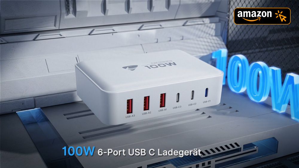 Topseller-Ladegerät für alle Geräte: 100W USB-C-Ladegerät mit 6 Ports für 15,99 Euro im Angebot