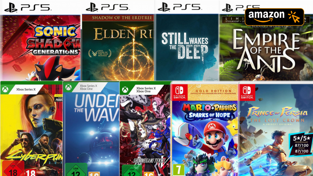 Amazon verramscht Videospiele: bis zu 76 % Rabatt auf PS5, Xbox Series X & Nintendo Switch