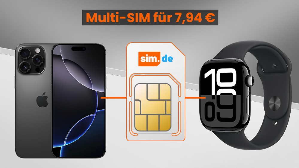 eSIM für Apple Watch samt Multi-SIM-Tarif für Handy mit 8 GB unter 8 € pro Monat