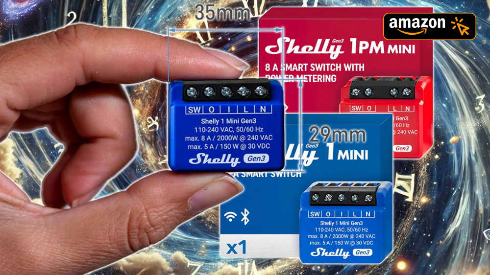 Nur 12 € bei Amazon: Shelly 1 Mini Gen3 mit Alexa macht alles smart - hinter Steckdose, Schalter und Baldachin (Deal)
