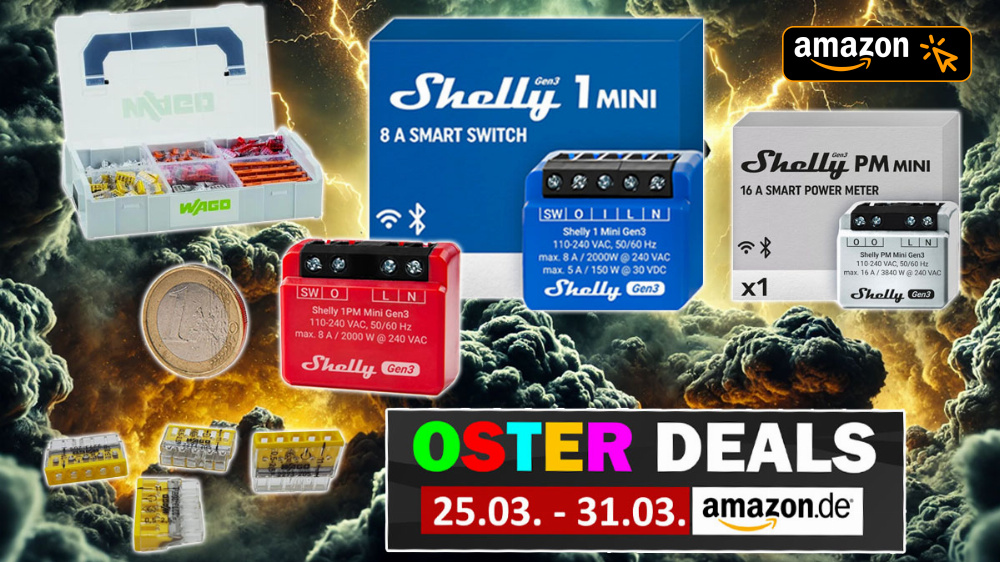 Deal | Einbau verboten: Shelly 1 Mini mit Alexa stürzt auf 9,50 €, Wago Klemmen in Amazon Frühlingsangeboten