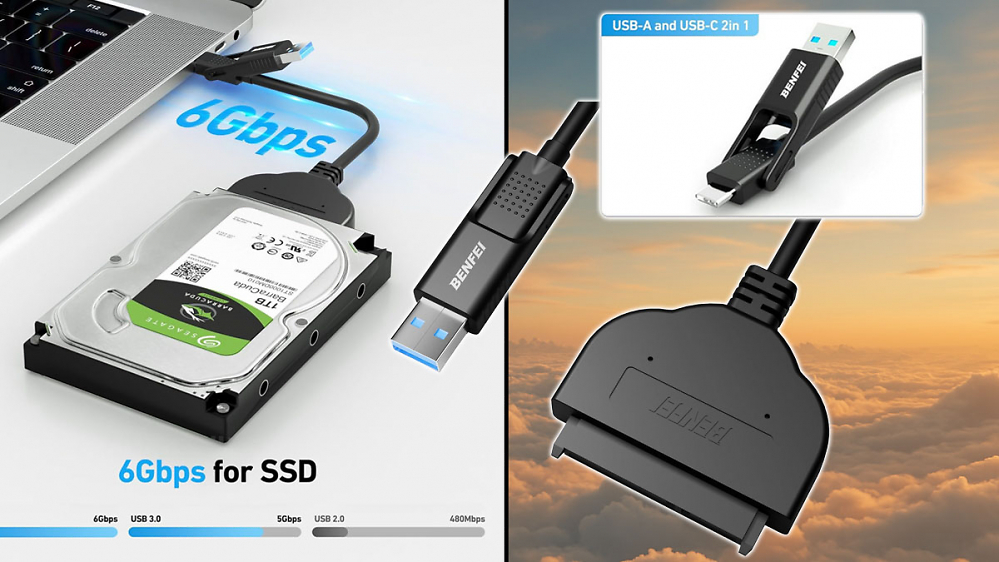 Externe Festplatte in Rustikal? USB-SSD-Adapter für'n Appel und 'n Ei macht's möglich