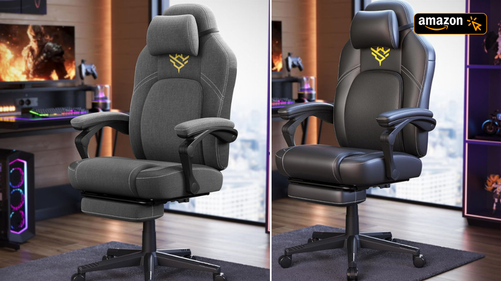 Beliebter Deal: Gaming-Stuhl mit gepolsterter Armlehne, Fußstütze, 150 kg auf 96 € gerutscht