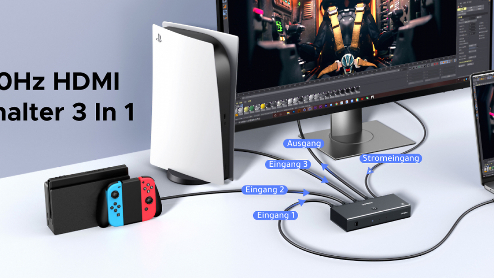 Für Laptop, TV & PS5: Amazon verramscht HDMI-Switch mit 3 Eingängen und Fernbedienung