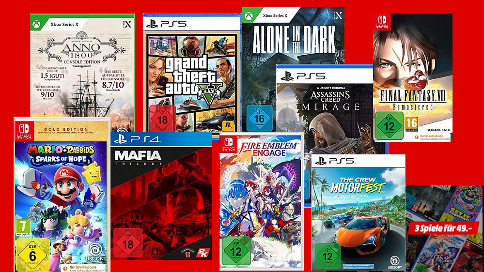 Spiele-Verramschung bei MediaMarkt: 3 Games für 49€ - PS5, Switch, Xbox & PS4