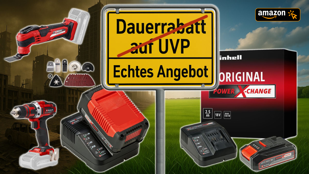 Endlich: Amazon verpulvert Einhells 18V-Akku wieder für 15 € - auch Multitool, Bohrschrauber, Testsieger 4 Ah billiger
