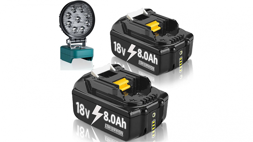 Befristetes Amazon-Sonderangebot: 2x 18V-Akku 8,0 Ah für Makita + LED-Arbeitsleuchte gibt's dazu