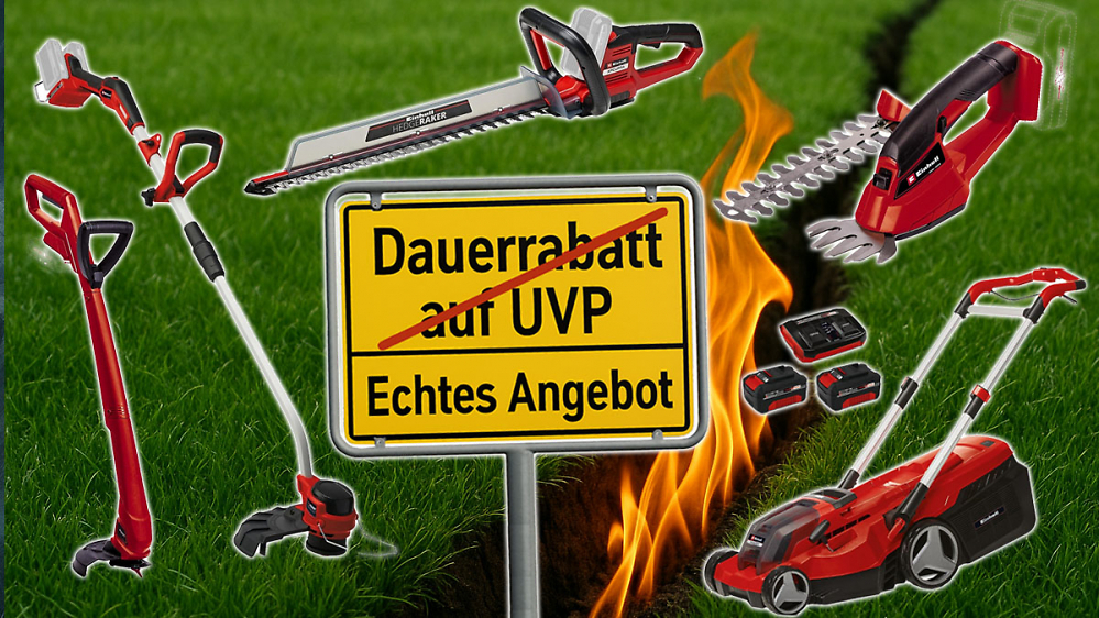 Kurz stößt Amazon Einhell klar billiger als andere ab: Nr. 1 Strauchschere, 36V Rasenmäher, Heckenschere und mehr