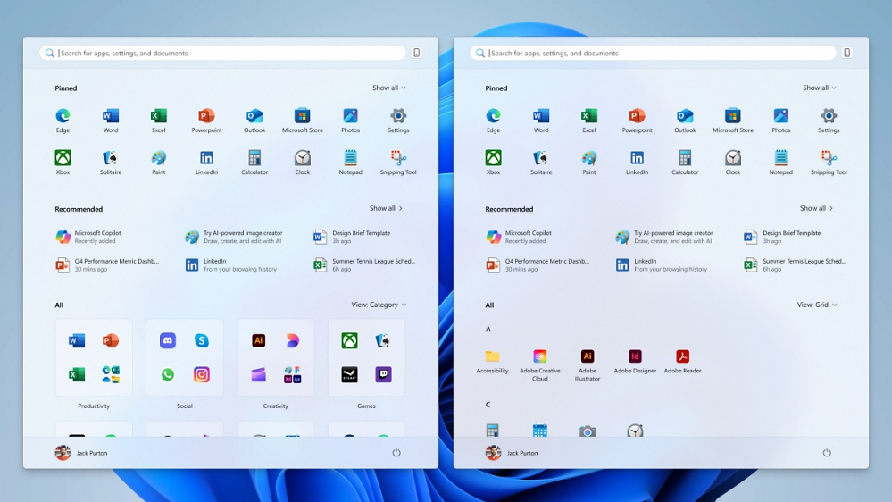 Windows 11 24H2: Microsoft zeigt das neue XXL-Startmenü