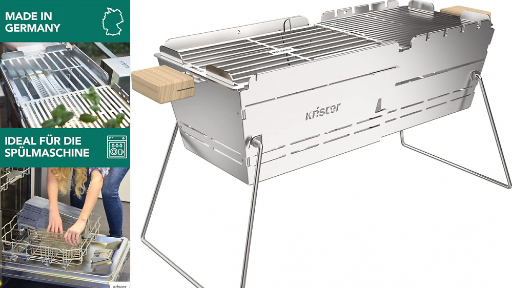 Nicht Weber, nicht Enders: Mobiler Grill aus Edelstahl für die Spülmaschine kostet 50 €