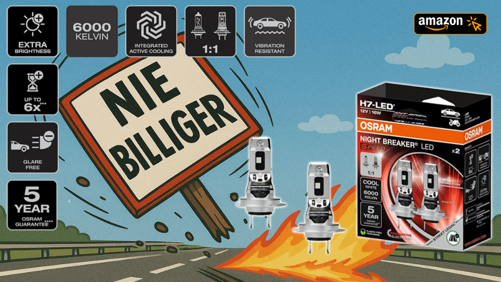 Preisschild überfahren: Nie billiger gab es bei Amazon die Osram Night Breaker H7-LEDs