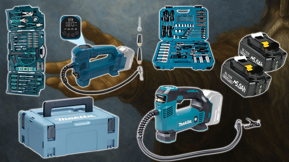 Amazon reicht: Kompressor für Makita 18V-Akku für 34 €, Makpac unterm Schnitt, Werkzeugkoffer