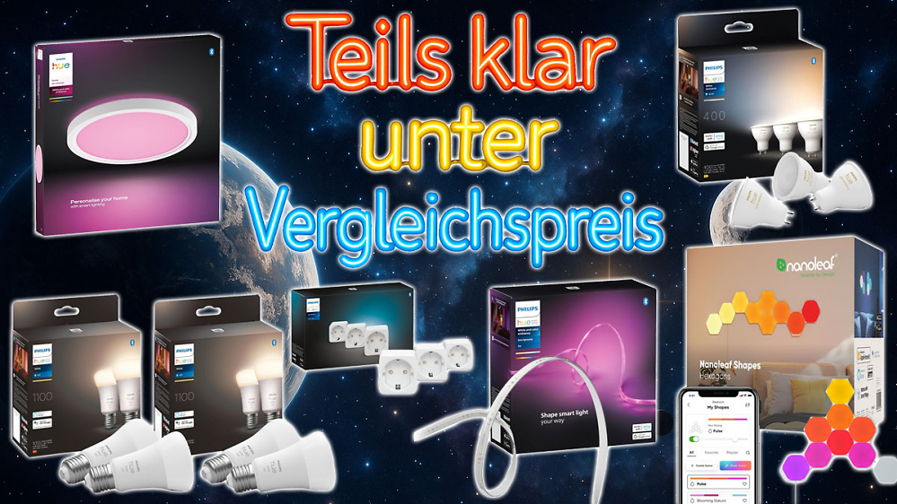 Amazon schubst kurz billiger aus Lager: Philips Hue Deckenleuchte, Lampen, Plugs, Nanoleaf