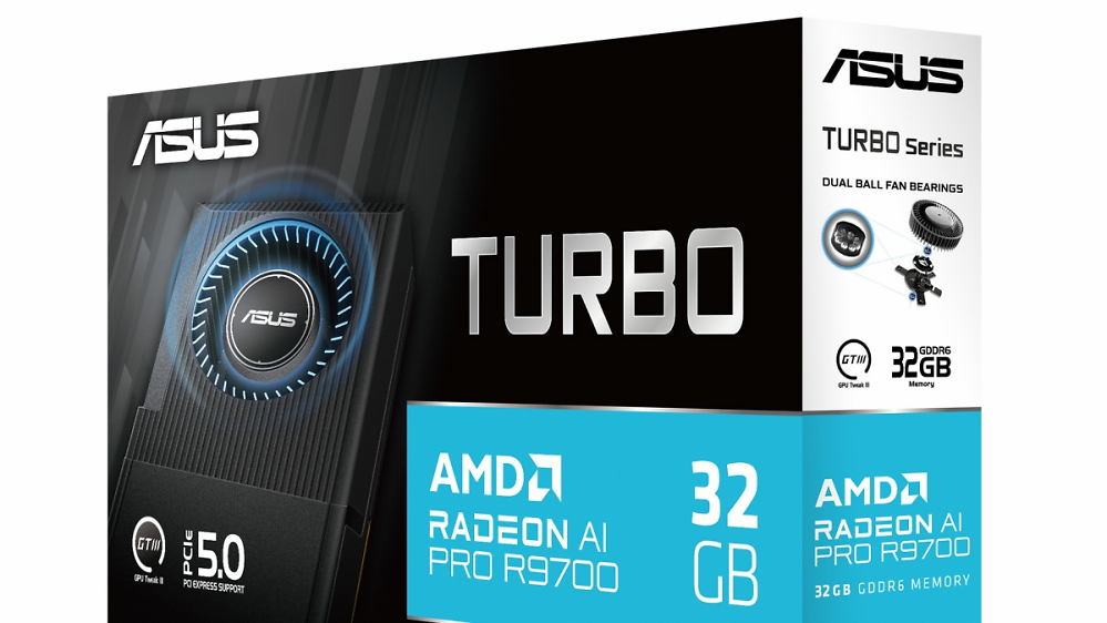Asus Radeon AI Pro R9700 Turbo mit 32 GiByte ab 1.444 Euro