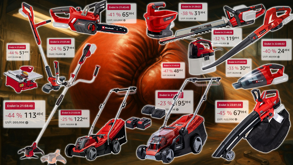 Gilt 24 Stunden: Amazon boxt Einhell Kettensäge raus, Laubbläser, 18V-Sauger, Sense, Rasenmäher, Trimmer uvm.