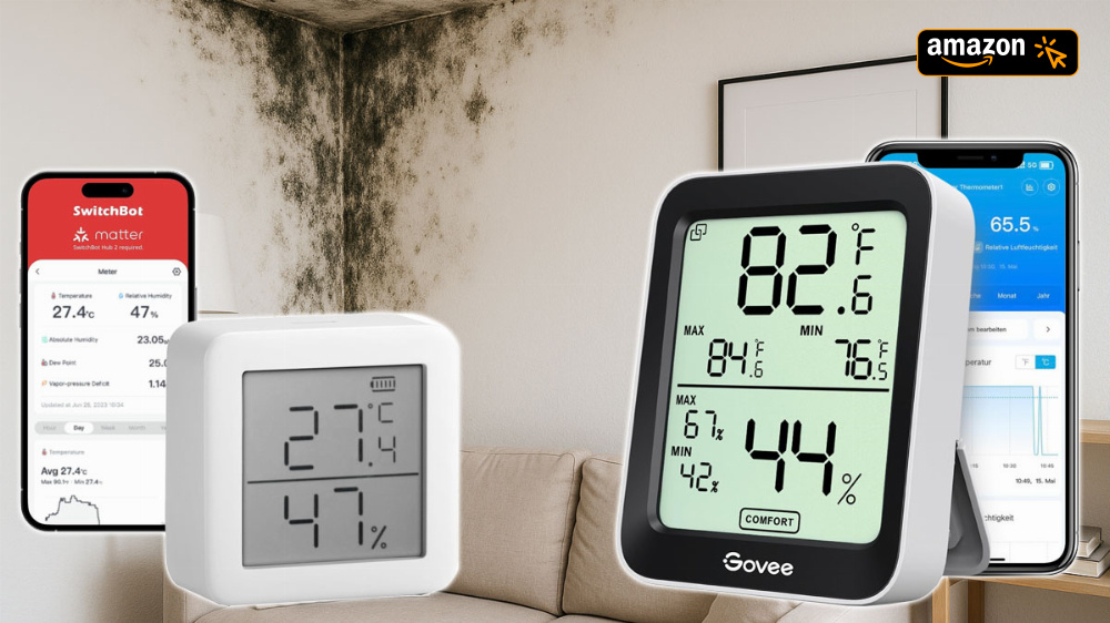 Vorsicht Schimmel: Amazon kegelt smarte Hygrometer von Govee und SwitchBot ab 8 € befristet aus Lager