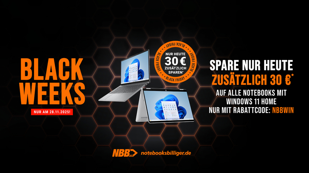 NBB notebooksbilliger.de-Black Friday Deal: 30 € Gutscheinaktion auf Windows-11-Home-Notebooks