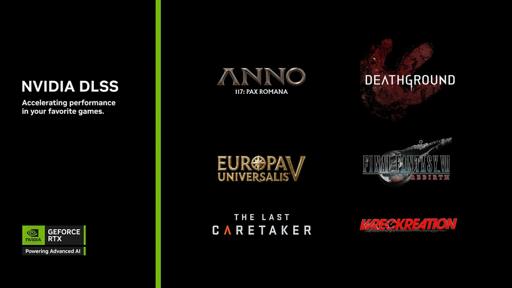 Nvidia: DLSS 4 für Final Fantasy 7 Rebirth, The Last Caretaker und Deathground