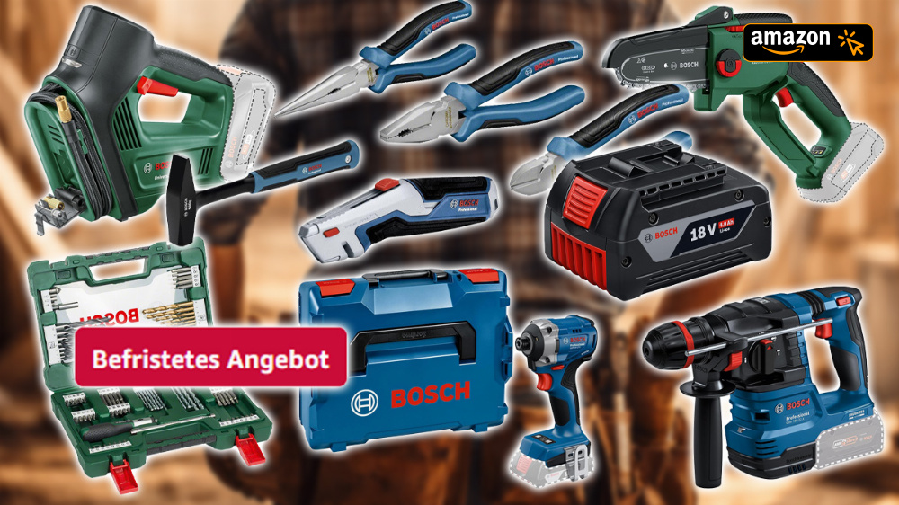 Amazon verramscht Bosch ab 7 €: Akkus, Bits, Bohrschrauber, Kettensägen & mehr