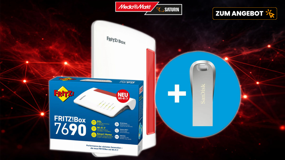 Fritzbox 7690 im Bestpreis-Angebot: Mit Wi-Fi 7 und Gratis-USB-Stick bei MediaMarkt