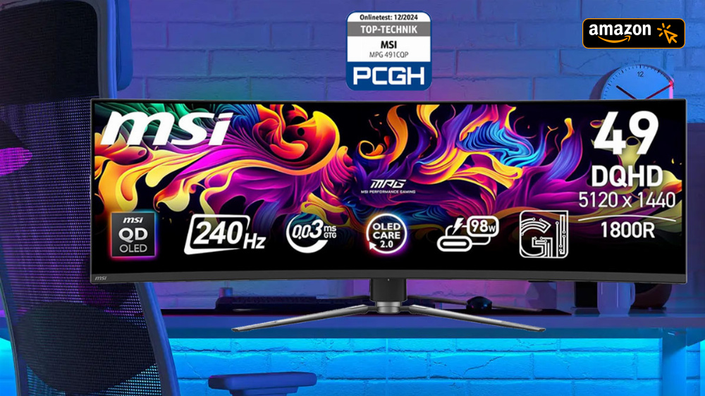 MSI Luxus-Monitor jetzt zum Bestpreis bei Amazon: QD-OLED 49 Zoll 32:9 Curved