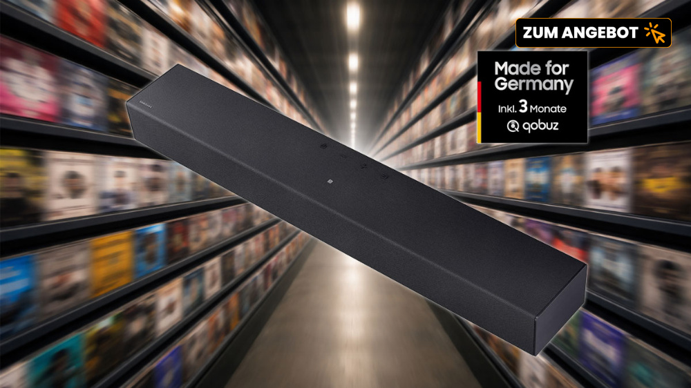 Mit über 100 Mio. HiRes-Songs inklusive: MediaMarkt knallt Samsung-Soundbar mit int. Subwoofer für nur 79 Euro raus