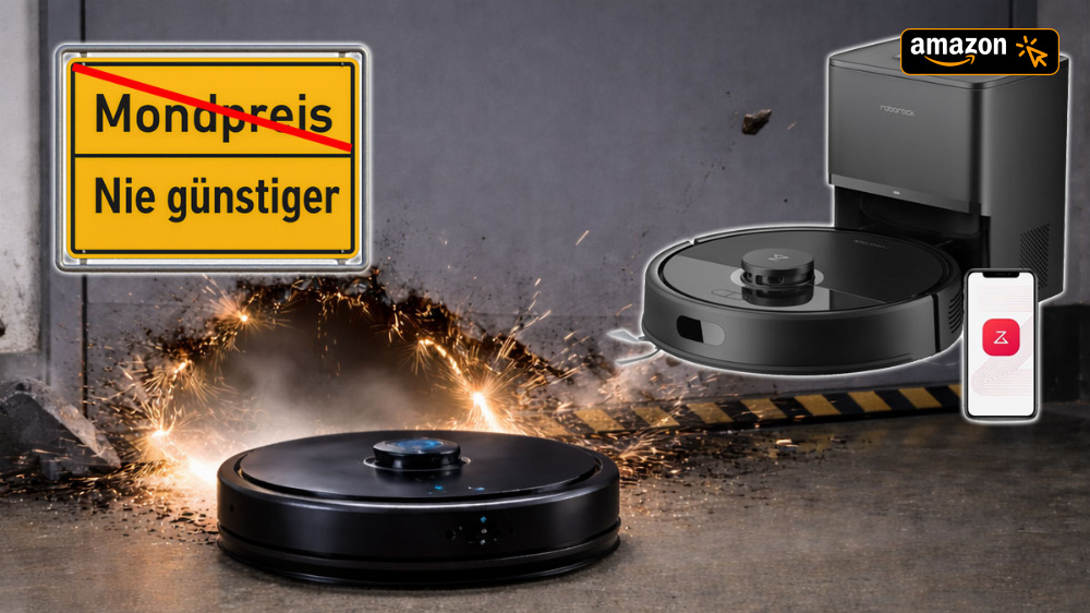 Roborock samt Wischfunktion kurz für 190 €: Nie billiger saugte Amazon ihn aus dem Lager